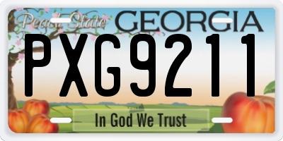 GA license plate PXG9211
