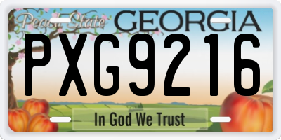 GA license plate PXG9216