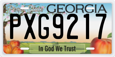 GA license plate PXG9217