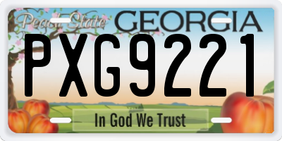 GA license plate PXG9221