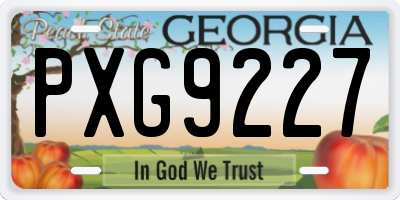 GA license plate PXG9227