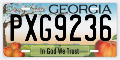 GA license plate PXG9236