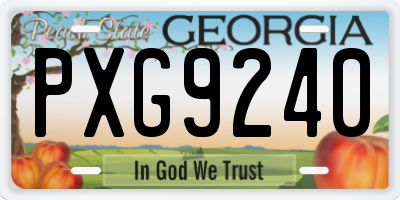 GA license plate PXG9240