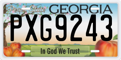 GA license plate PXG9243