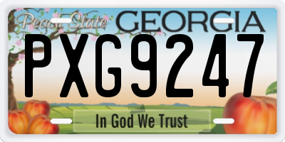 GA license plate PXG9247