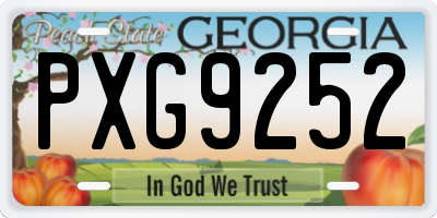 GA license plate PXG9252