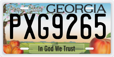 GA license plate PXG9265