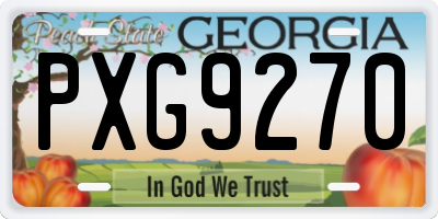 GA license plate PXG9270