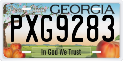 GA license plate PXG9283