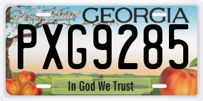 GA license plate PXG9285
