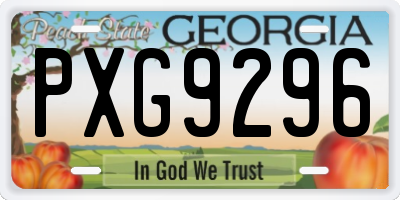 GA license plate PXG9296
