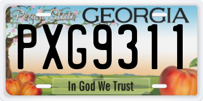 GA license plate PXG9311
