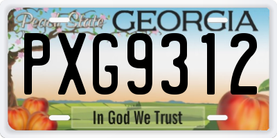 GA license plate PXG9312