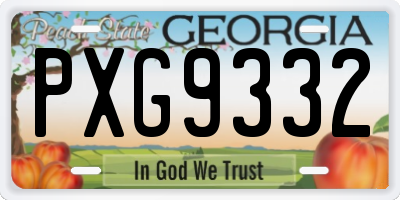 GA license plate PXG9332