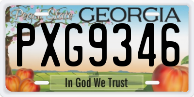 GA license plate PXG9346