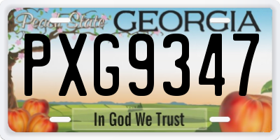 GA license plate PXG9347