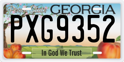 GA license plate PXG9352
