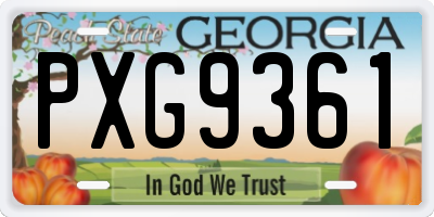 GA license plate PXG9361