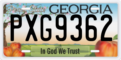 GA license plate PXG9362