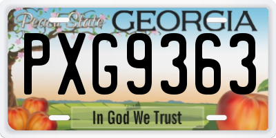 GA license plate PXG9363