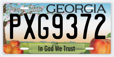 GA license plate PXG9372