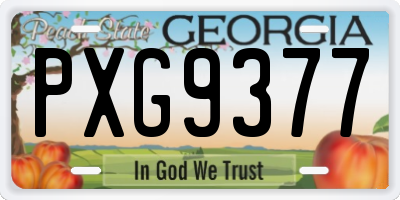 GA license plate PXG9377
