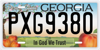 GA license plate PXG9380