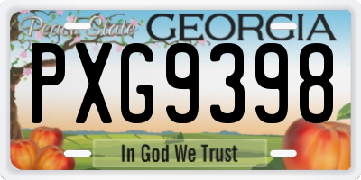 GA license plate PXG9398