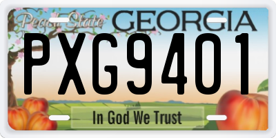 GA license plate PXG9401