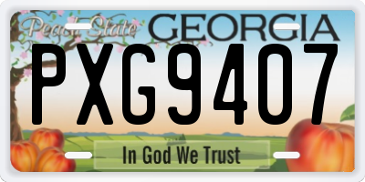 GA license plate PXG9407