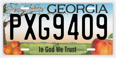 GA license plate PXG9409