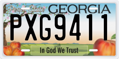 GA license plate PXG9411