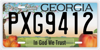 GA license plate PXG9412