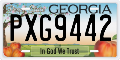 GA license plate PXG9442