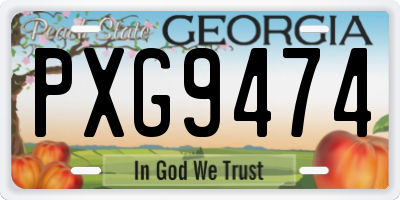 GA license plate PXG9474