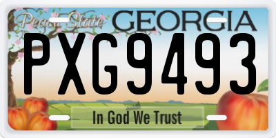 GA license plate PXG9493