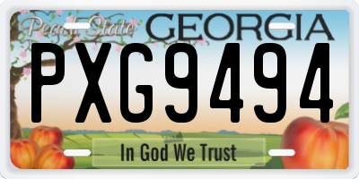 GA license plate PXG9494