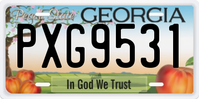 GA license plate PXG9531