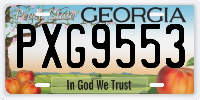 GA license plate PXG9553