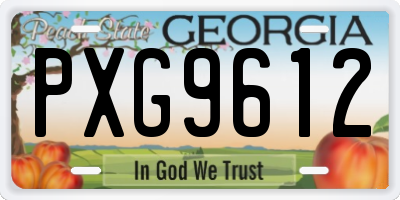 GA license plate PXG9612