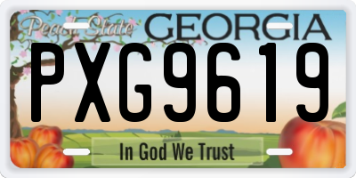 GA license plate PXG9619