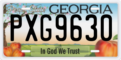 GA license plate PXG9630