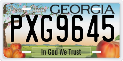 GA license plate PXG9645