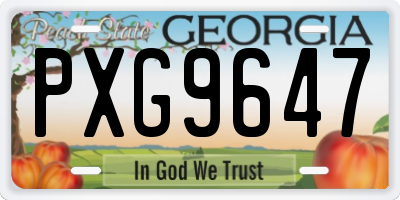 GA license plate PXG9647