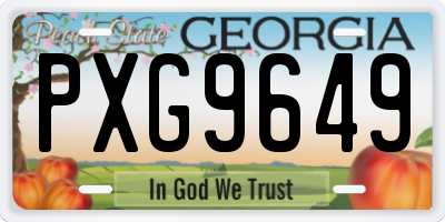 GA license plate PXG9649
