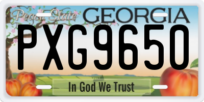 GA license plate PXG9650