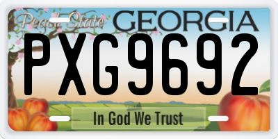 GA license plate PXG9692