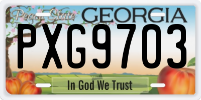 GA license plate PXG9703