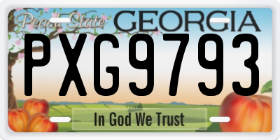 GA license plate PXG9793