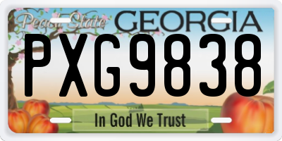 GA license plate PXG9838